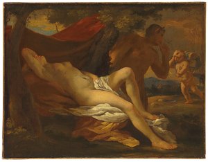 Jupiter en Antiope door Nicolas Poussin