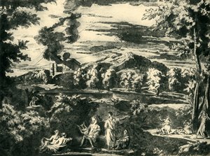 Landschap met Orpheus en Eurydice door Nicolas Poussin