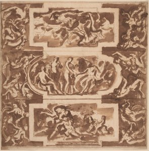 Modello voor een Plafond: Diana en de Dode Endymion, het Oordeel van Parijs, en de Dood van Adonis door Nicolas Poussin