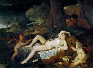 Rustende Venus met Cupido door Nicolas Poussin
