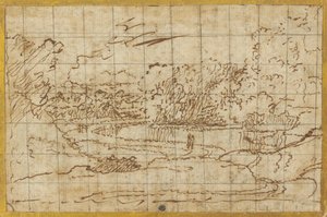 Weg langs een Kronkelende Rivier door Nicolas Poussin