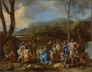 Johannes doopt in de Jordaan door Nicolas Poussin