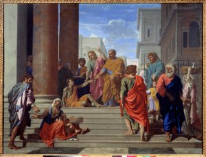 Sint Petrus en Sint Jan die de Kreupele Genezen door Nicolas Poussin