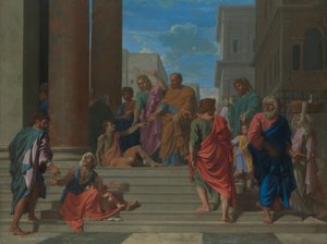 Heiligen Petrus en Johannes genezen de lamme man door Nicolas Poussin
