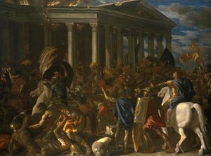 De vernietiging en plundering van de tempel van Jeruzalem door Nicolas Poussin
