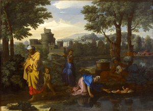 De Expositie van Mozes, 1654 door Nicolas Poussin