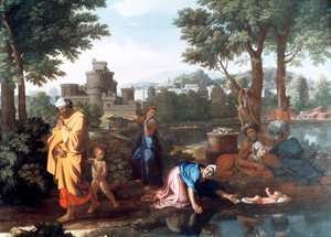 De Expositie van Mozes, 1654 door Nicolas Poussin