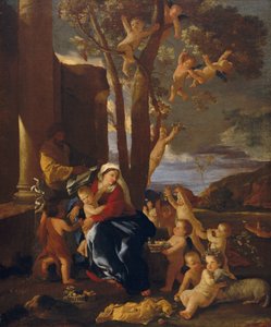 De Heilige Familie met Sint Johannes de Doper door Nicolas Poussin