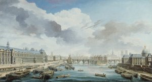 Het Louvre, Pont-Neuf en Collège des Quatre-Nations, nu het Institut de France, gezien vanaf de Pont Royal door Nicolas Raguenet