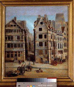 Het cabaret Uitzicht op een steeg en de activiteit van een stad in de 18e eeuw. Schilderij door Nicolas Jean Baptiste Raguenet (1715-1793) 1751. Carnavalet Museum door Nicolas Raguenet