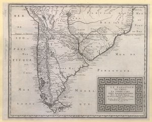 PARAGUAYR. CHILI. LA TERRE, et LES ISLES MAGELLANICQUES. Opgenomen uit verschillende Relaties / Door N. SANSON d