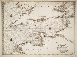 Kaart van het Engelse Kanaal en de Atlantische kusten van Zuid-Brittannië en Noord-Frankrijk door Nicolas Sanson D