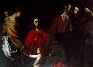 Christus tussen de kinderen door Nicolas Tournier