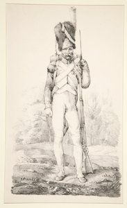 Grenadier te voet van de Oude Garde, uit de serie La Vieille Armee Francaise door Nicolas Toussaint Charlet