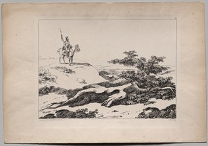Soldaat op Paard in Landschap door Nicolas Toussaint Charlet