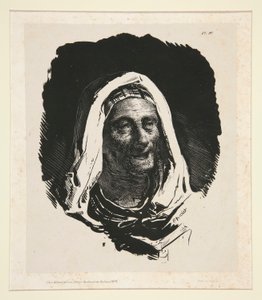Hoofd van een oude vrouw door Nicolas Toussaint Charlet