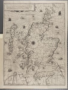Kaart, uit De Navigatie van Koning James V, Rond Schotland, de Orkney-eilanden en de Hebriden of Westelijke Eilanden: Onder leiding van die uitstekende piloot Alexander Lindsay