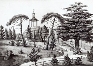 Het Labyrint van de Jardin des Plantes, Parijs, gegraveerd door Francois Aubertin (177383-1821)