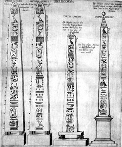 Egyptische obelisken met hiërogliefen door Nicolaus van Aelst