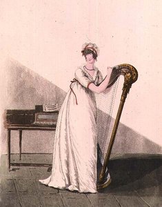 Jonge vrouw met een harp uit Heideloff