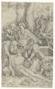 Graflegging van Christus door Nicoletto da Modena (attributed to)