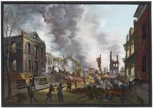 Uitzicht op de ruïnes na de Grote Brand in New York, 1835, 1837