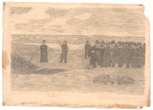 Begrafenis op een West-Jutlandse begraafplaats door Niels Jakob Jakobsen Bjerre