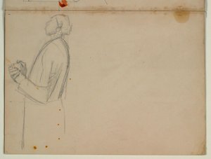 Studie van staande apostel naar links, halve figuur. Voor de Hemelvaart