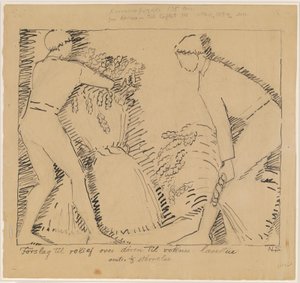 Twee mannen met korenschoven door Niels Larsen Stevns