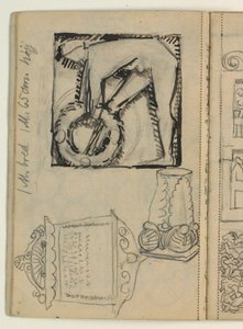 Ontwerp voor het grafmonument van Poul S. Christiansen, studies van grafmonumenten, maatindicaties door Niels Larsen Stevns