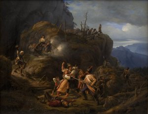 Scène uit de Tiroolse oorlog in het jaar 1809