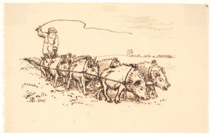 Boer Ploegt Land door Niels Skovgaard