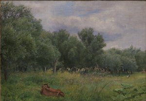 Hooibergen op een weide bij Nysø