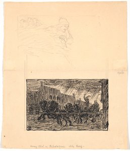 Twee illustratieschetsen voor Sønderjyske Folkesagn, v. F.Ohrt. F.o. Waar je het minst verwacht en f.n. Koning Abel en de touwslagers door Niels Skovgaard