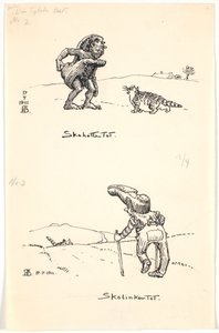 Twee schetsen voor "De dikke kat"