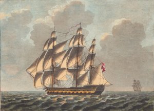 Een Deens Linienschip Zeilend Bijna Voor de Wind