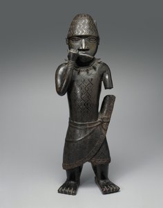 Figuur van een hoornblazer, Nigeriaans, c.1504-50 door Nigerian School