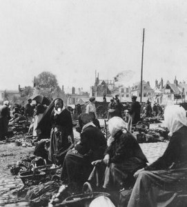 Marktvrouwen, Arras, Frankrijk, Eerste Wereldoorlog, ca. 1914-ca. 1918