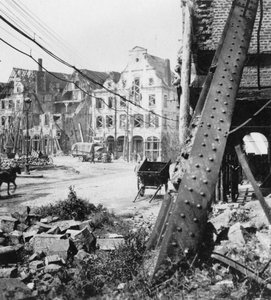 De Grote Markt, Arras, Frankrijk, Eerste Wereldoorlog, ca. 1914-ca. 1918