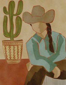 Woestijncowgirl en cactus door Nikita Jariwala