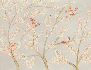 Roze vogels en lentebloesems door Nikita Jariwala