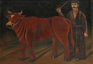 Boer met stier