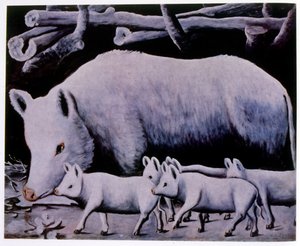 De witte varkens door Niko Pirosmani