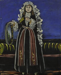 Vrouw met een Lechaki zijden sluier