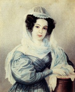 Portret van Camilla Ivasheva Le Dantieau 1808-1839, vrouw van Decembrist Vasily Ivashev, 1834 door Nikolai Alexandrovich Bestuzhev