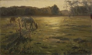 Paarden in de weide door Nikolai Alexandrovich Klodt