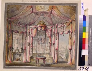 Interieurontwerp voor de boudoir in het Huis van Graaf Bezborodko in Moskou, 1790s door Nikolai Alexandrovich Lvov