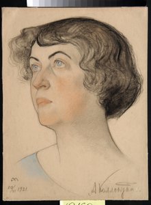 Portret van Alexandra Mikhailovna Kollontai, communistische en Sovjet-Russische politica door Nikolai Andreevich Andreev