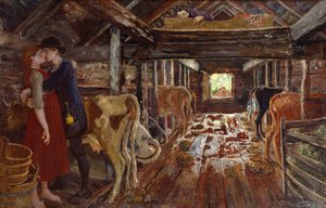 Huwelijksaanzoek in de schuur door Nikolai Astrup