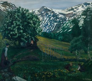 Lenteavond smieheggen, c.1918 door Nikolai Astrup
